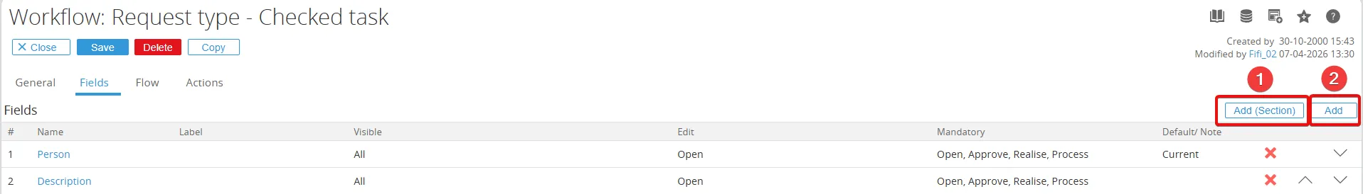 Request section list