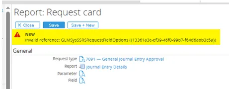 Error: Invalid reference GLMSysSSRSRequestFieldOptions